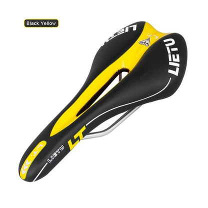 Stevvex road bicycle saddle black yellow memory foam PU leather steel rails on Tampa Store on Tampa Home & Garden Store