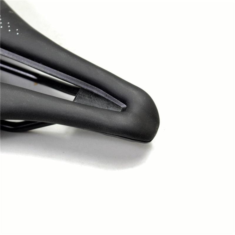 Sport bicycle seat saddle Stevvex black PU cushion with ergonomic design underside close-up on Tampa Home & Garden Store