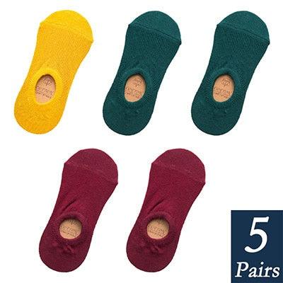 Stevvex women's invisible no-show cotton ankle footie socks set of 5 colorways with silicone non-slip grip on Tampa Home & Garden Store