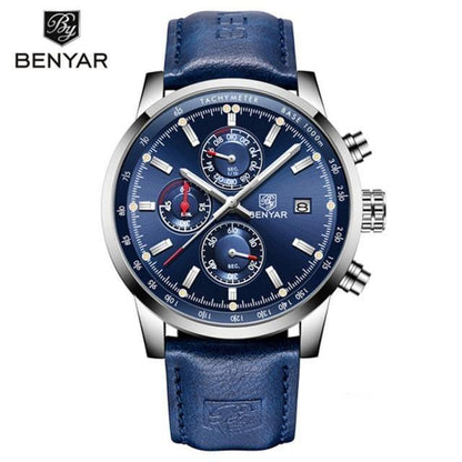 Stylish men’s wrist watch with blue dial leather strap Stevvex ST528VBNO12 quartz chronograph on Tampa Home & Garden Store