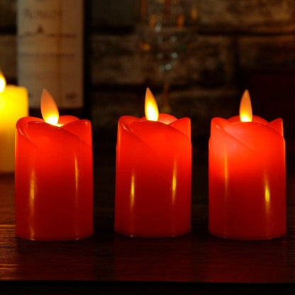 LED flameless candles 3-pack red with battery-operated plastic flames on Tampa Home & Garden Store