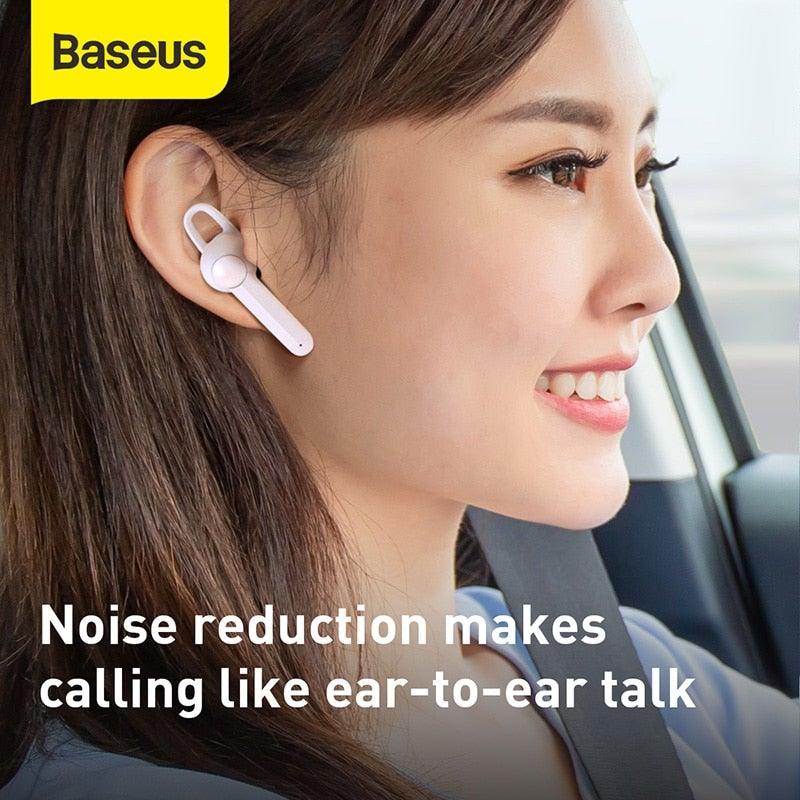 Baseus in-ear wireless Bluetooth headset white magnetic charging with microphone handsfree on Tampa Home & Garden Store
