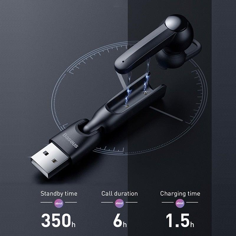 Magnetic Charging Wireless Bluetooth In-Ear Earphone with mic, single earbud Baseus USB plug on Tampa Home & Garden Store