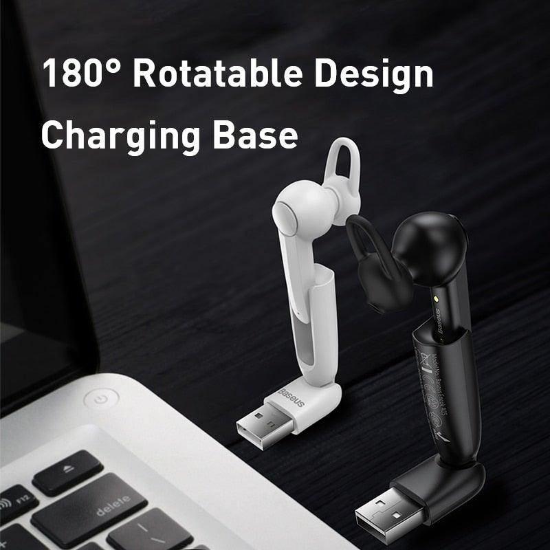 Wireless in-ear earbuds by Stevvex with magnetic charging bases white/black, 180° rotatable on Tampa Home & Garden Store
