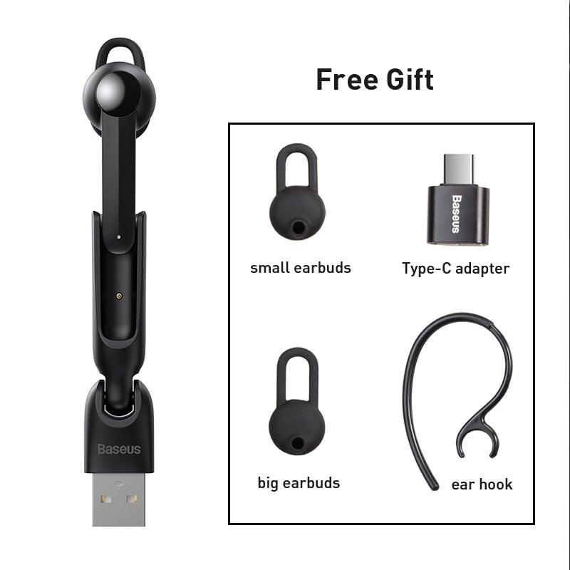 Stevvex black magnetic charging wireless Bluetooth in-ear earphone with Baseus USB adapter on Tampa Home & Garden Store