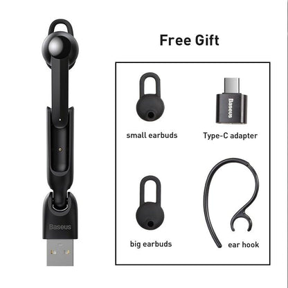 Stevvex black magnetic charging wireless Bluetooth in-ear earphone with Baseus USB adapter on Tampa Home & Garden Store