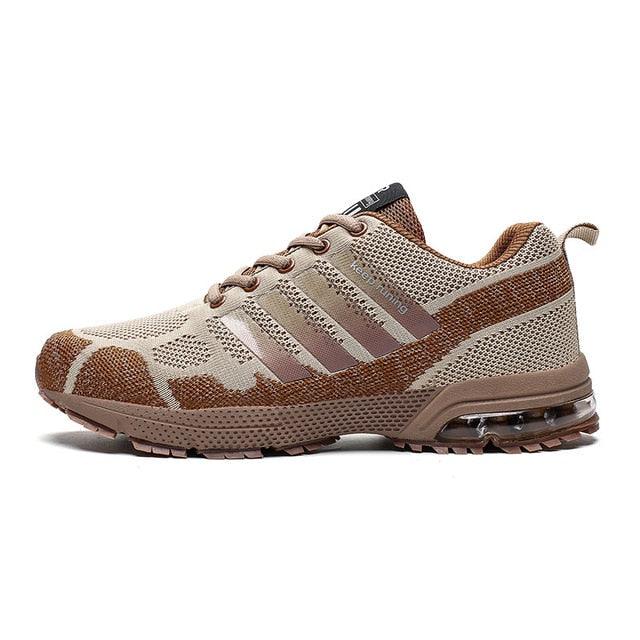 Stevvex running sneakers with air cushion beige-brown mesh lace-up low-top athletic footwear on Tampa Home & Garden Store