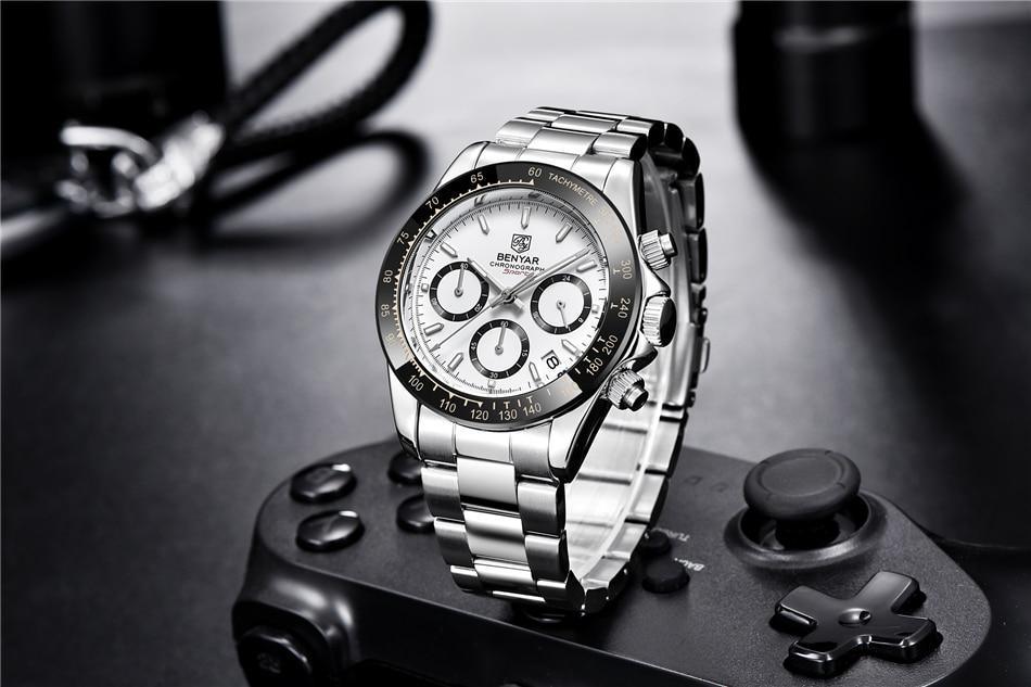 Stevvex luxury men watch with stainless steel strap chronograph date tachymeter bezel on Tampa Home & Garden Store