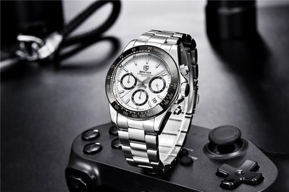 Stevvex luxury men watch with stainless steel strap chronograph date tachymeter bezel on Tampa Home & Garden Store