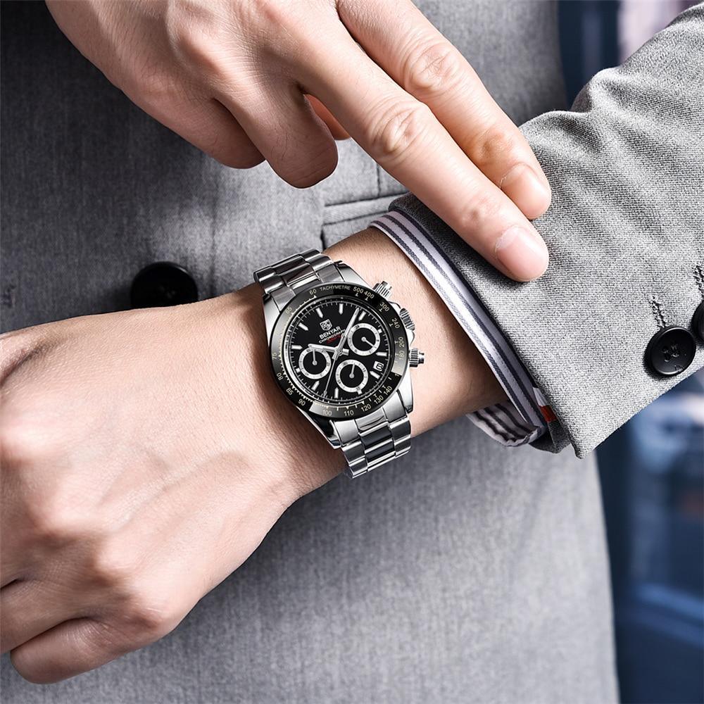 Stevvex ST213MONOS45 men's chronograph watch with stainless steel bracelet, black dial on Tampa Home & Garden Store