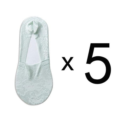 Stevvex lace flower ankle socks for women, 5-pair mint green anti-slip short socks on Tampa Home & Garden Store