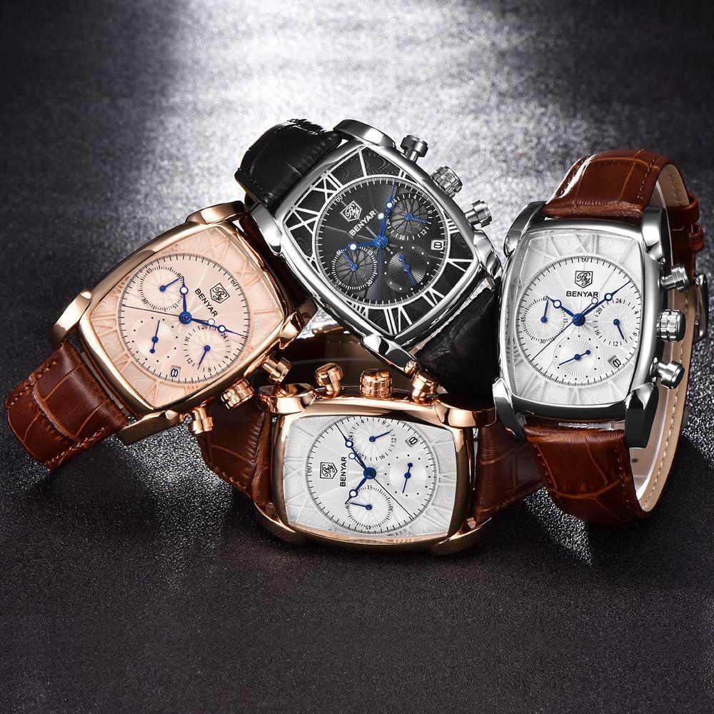 Rectangle waterproof vintage watch set, four Benyar watches with leather straps on Tampa Home & Garden Store