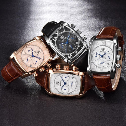 Rectangle waterproof vintage watch set, four Benyar watches with leather straps on Tampa Home & Garden Store