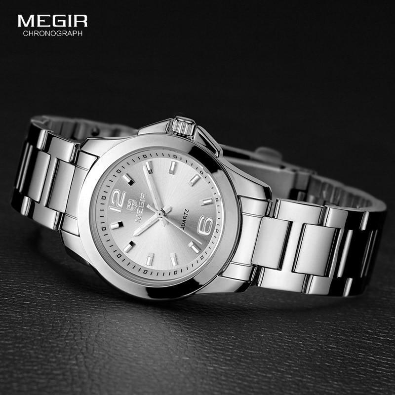 Megir chronograph women's silver round stainless steel watch with waterproof quartz movement on Tampa Home & Garden Store