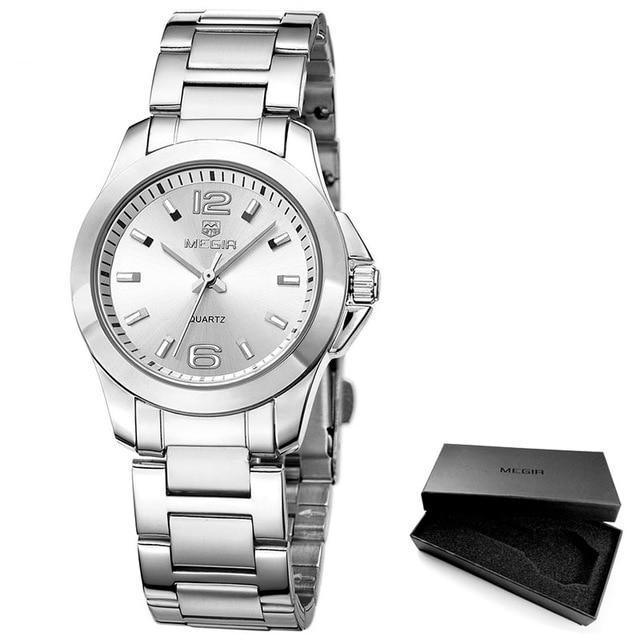 Silver round women's watch by Stevvex, stainless steel bracelet, waterproof quartz on Tampa Home & Garden Store
