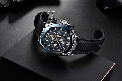 Stevvex multifunction luxury 2021 men’s watch with genuine leather strap and chronograph waterproof on Tampa Home & Garden Store