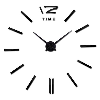 Wall clock Stevvex 3D frameless acrylic mirror with black hour markers and hands for living room on Tampa Home & Garden Store