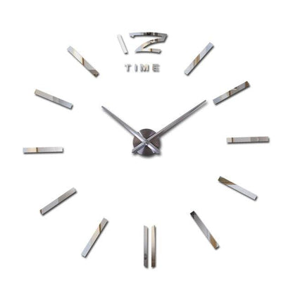 Stevvex wall clock 3D frameless acrylic mirror hour markers with silver hands for living room on Tampa Home & Garden Store
