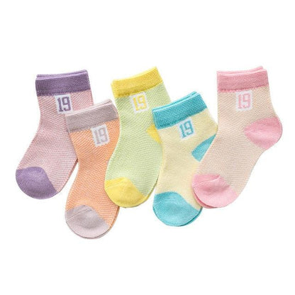 Infant baby socks 5-pairs pastel cotton mesh set 0-2Y Stevvex on Tampa Home & Garden Store