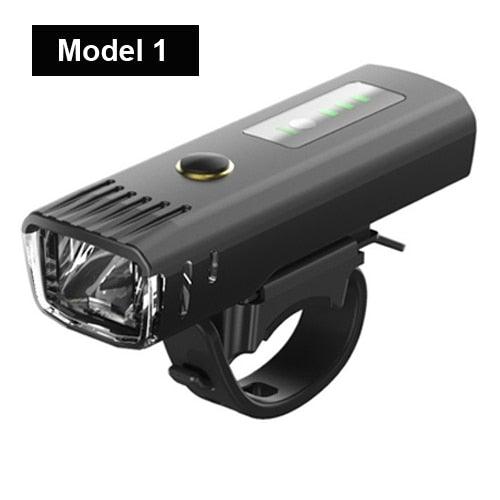 Stevvex bicycle front light, black USB rechargeable headlamp with handlebar mount Model 1 on Tampa Home & Garden Store