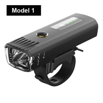 Stevvex bicycle front light, black USB rechargeable headlamp with handlebar mount Model 1 on Tampa Home & Garden Store