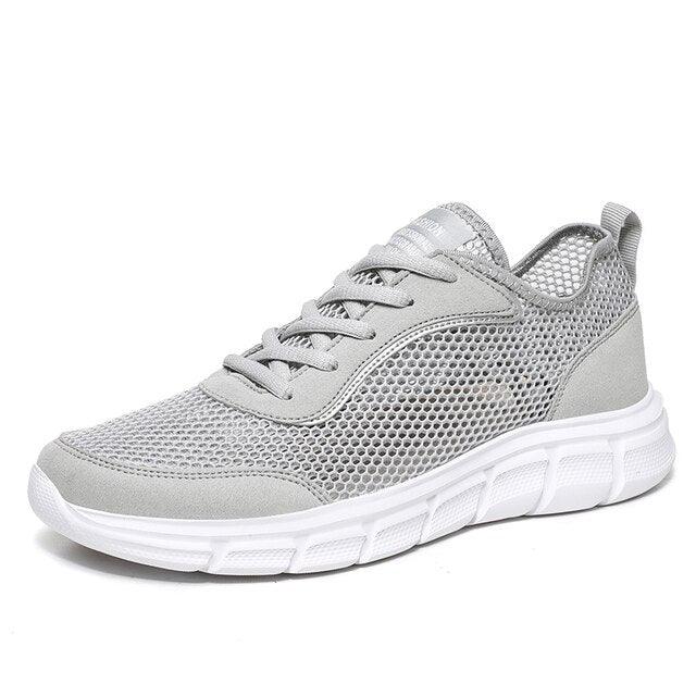 Men's Stevvex gray mesh casual sneaker with breathable upper and white sole on Tampa Home & Garden Store