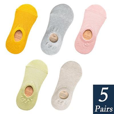 Stevvex women's cotton invisible no-show footie socks 5 pairs in candy colors yellow gray pink on Tampa Home & Garden Store