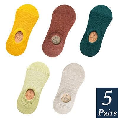Women's cotton no-show non-slip candy color silicone footie socks 5-pair set Stevvex on Tampa Home & Garden Store