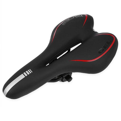 Stevvex black PU leather road bike saddle with silicone gel cushion and red trim on Tampa Home & Garden Store