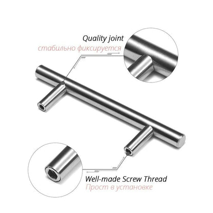 Stevvex stainless steel T-bar cabinet pulls 76mm and 96mm, 20 pcs set door handles on Tampa Home & Garden Store