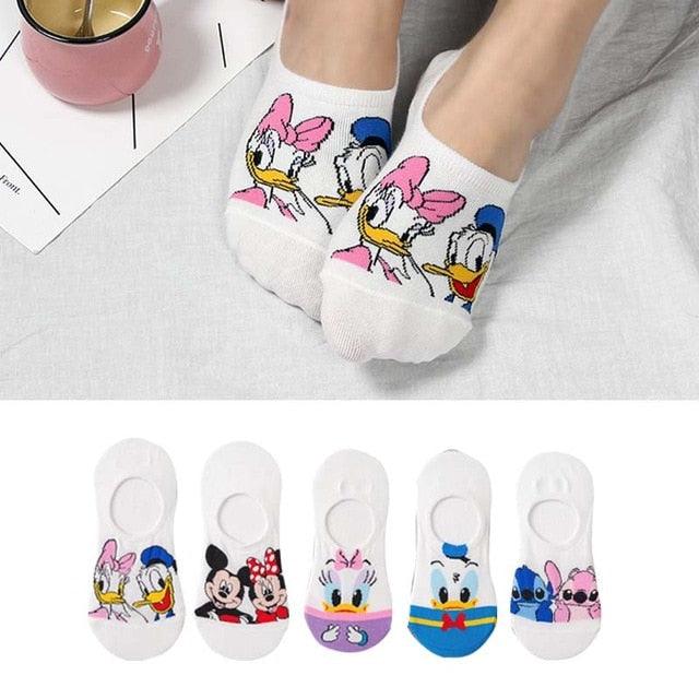 Stevvex 5-pair no-show cotton ankle socks for women with cartoon animal designs on white on Tampa Home & Garden Store
