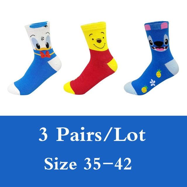Stevvex ankle socks 3-pair cartoon bear and mouse designs in blue and red/yellow, size 35-42 on Tampa Home & Garden Store