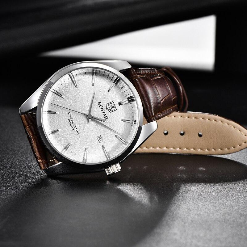 Stevvex men's leather fashion sport watch with silver dial, brown leather strap, analog quartz on Tampa Home & Garden Store