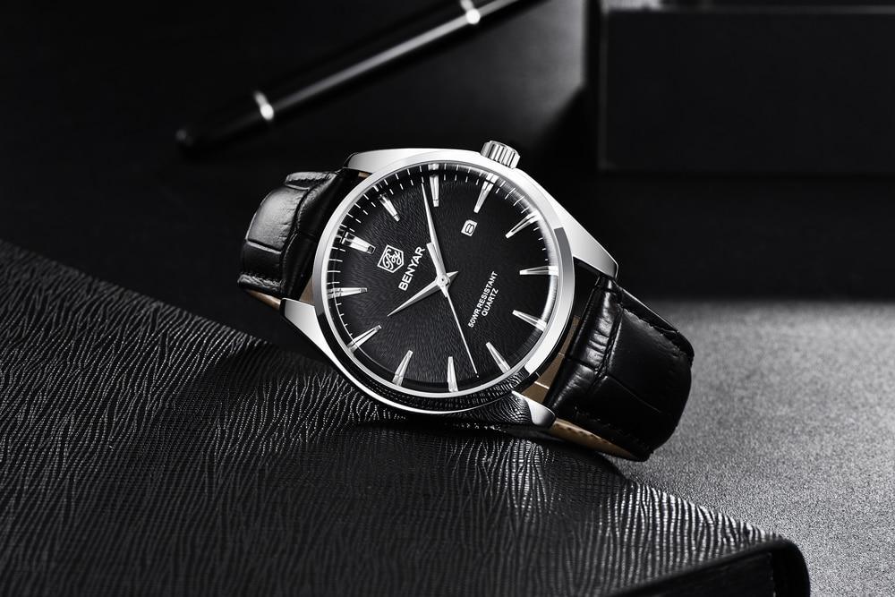 Stevvex leather fashion sport men's watch with black dial, case, date, black leather strap on Tampa Home & Garden Store