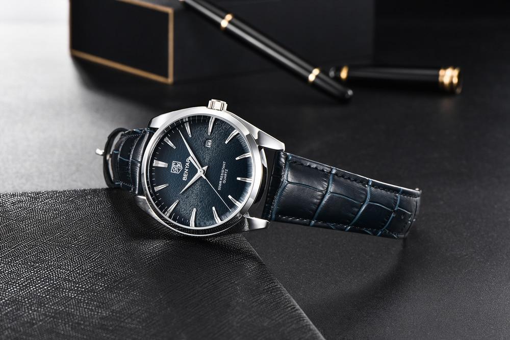 Stevvex leather fashion sport men's watch with blue dial and blue leather strap on Tampa Home & Garden Store