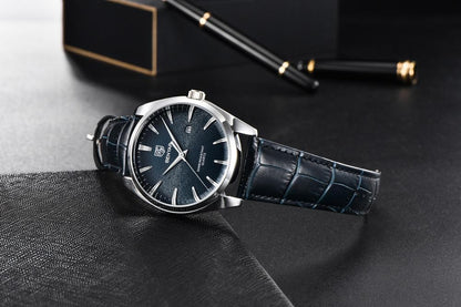 Stevvex leather fashion sport men's watch with blue dial and blue leather strap on Tampa Home & Garden Store