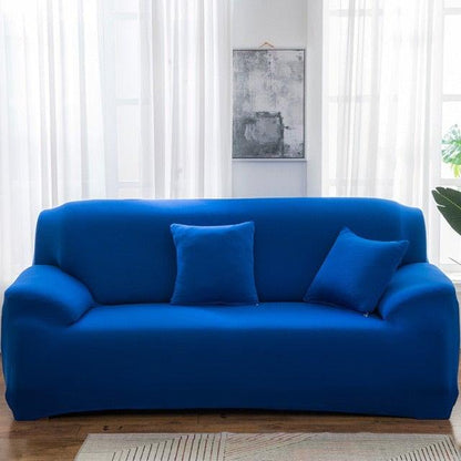 Elastic solid color sofa cover Stevvex blue spandex for living room couch on Tampa Home & Garden Store