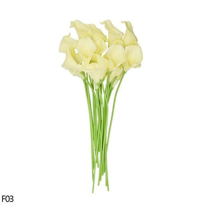 10Pcs cream calla lilies artificial bouquet real-touch stems for wedding decor on Tampa Home & Garden Store