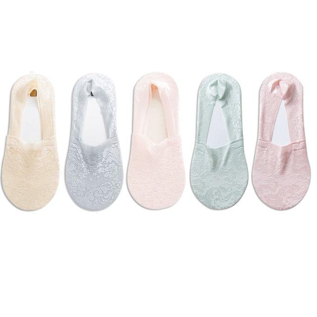 Stevvex ankle socks 5 pairs pastel lace flower short socks for women multicolor on Tampa Home & Garden Store