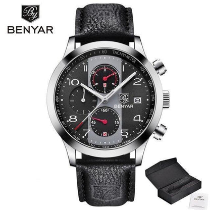 Men's sport watch BENYAR with black dial and leather strap on Tampa Home & Garden Store