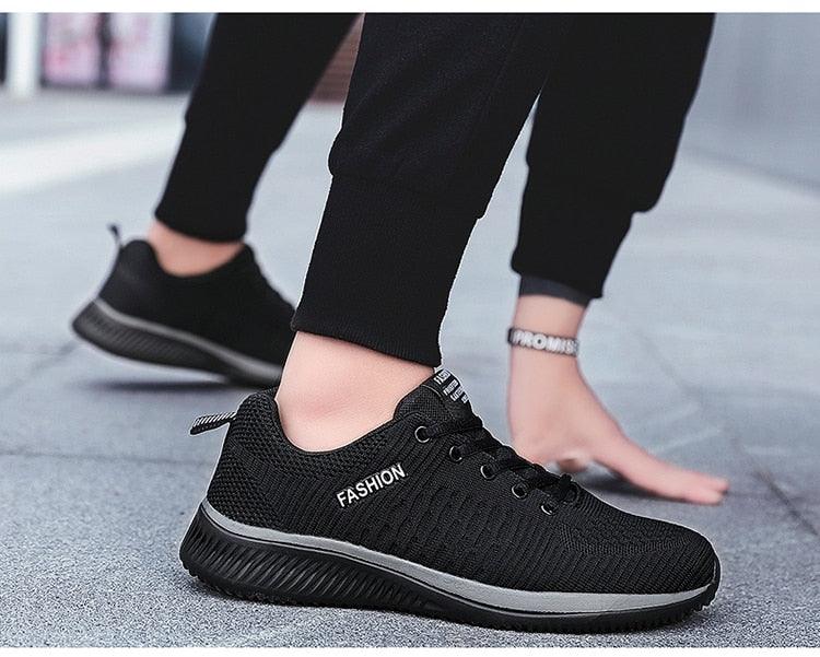 Mens sport running sneakers Stevvex black mesh breathable casual walking shoes on Tampa Home & Garden Store