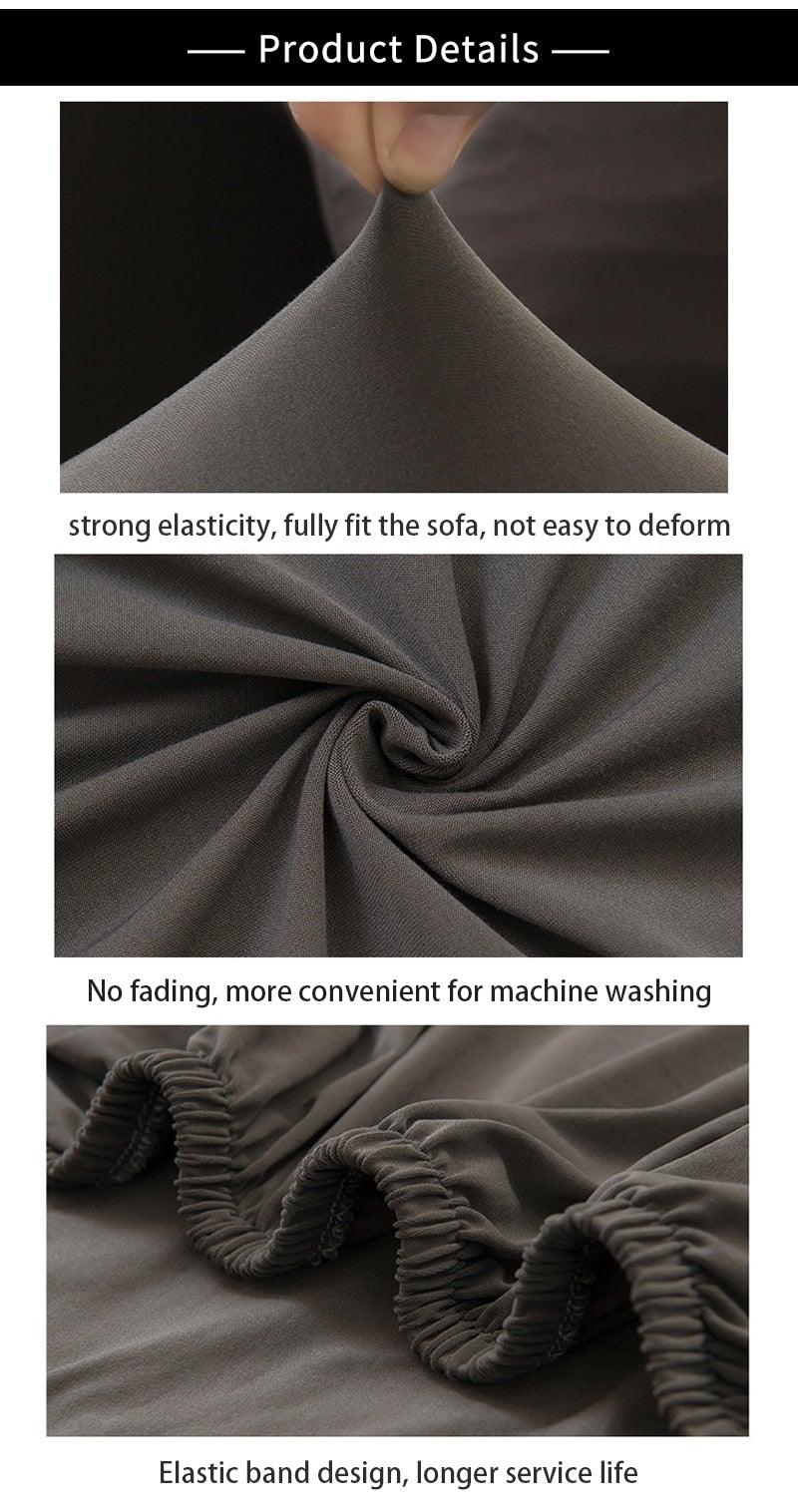 Stevvex sofa cover in dark gray spandex with strong elasticity and elastic bottom on Tampa Home & Garden Store