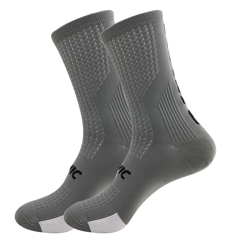 Professional unisex cycling socks, gray breathable athletic socks with ribbed cuffs Stevvex on Tampa Home & Garden Store