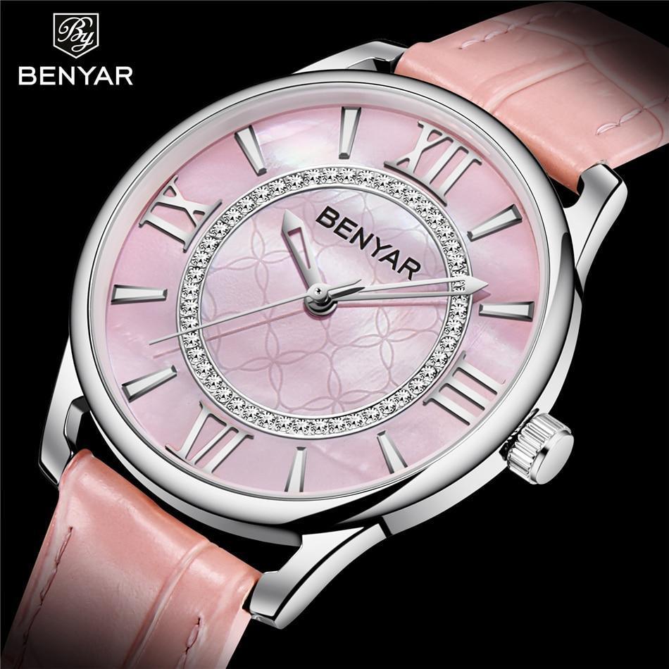 Stevvex ST342GRLLUX5 luxury women’s watch pink dial with crystal ring and pink strap quartz on Tampa Home & Garden Store