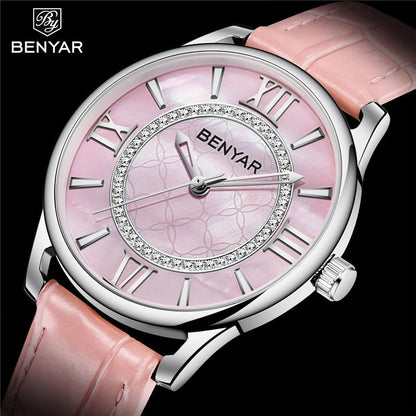 Stevvex ST342GRLLUX5 luxury women’s watch pink dial with crystal ring and pink strap quartz on Tampa Home & Garden Store