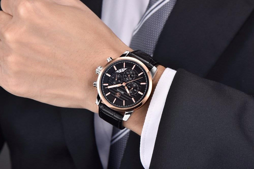 Stevvex ST583JONULS2 luxury steel sports men's watch with black dial and leather strap on Tampa Home & Garden Store