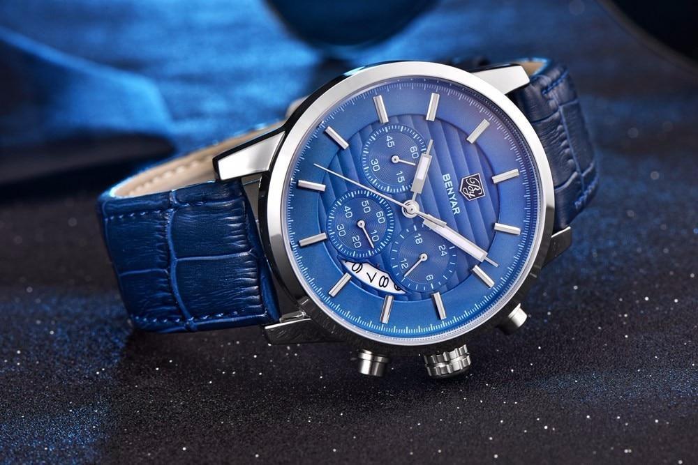 Stevvex ST583JONULS2 luxury steel sports watch with blue dial and blue leather strap on Tampa Home & Garden Store
