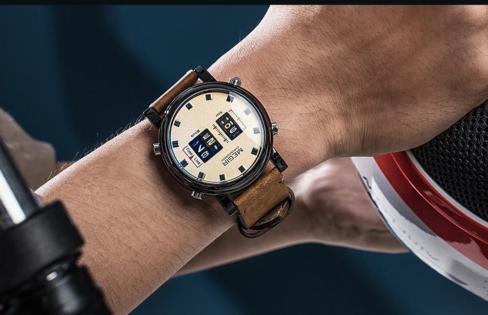 Stevvex ST656LEXIDE5 military sport watch with brown leather strap and beige dial on Tampa Home & Garden Store
