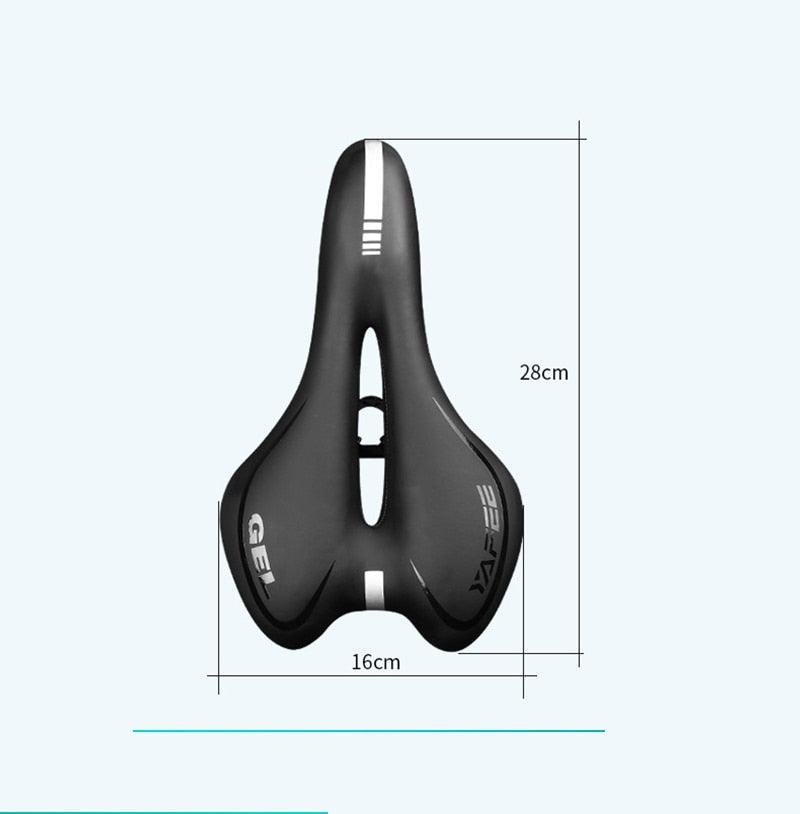 Stevvex black road bike saddle with center cutout, silicone cushion and PU leather surface on Tampa Home & Garden Store