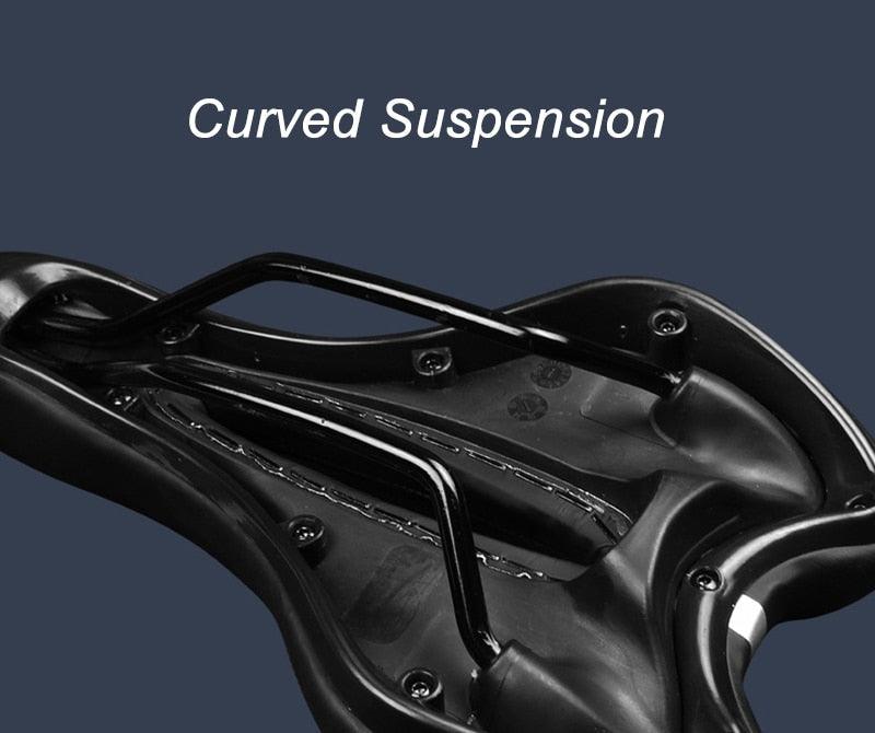 Stevvex bicycle saddle with curved suspension, black PU leather surface on Tampa Home & Garden Store